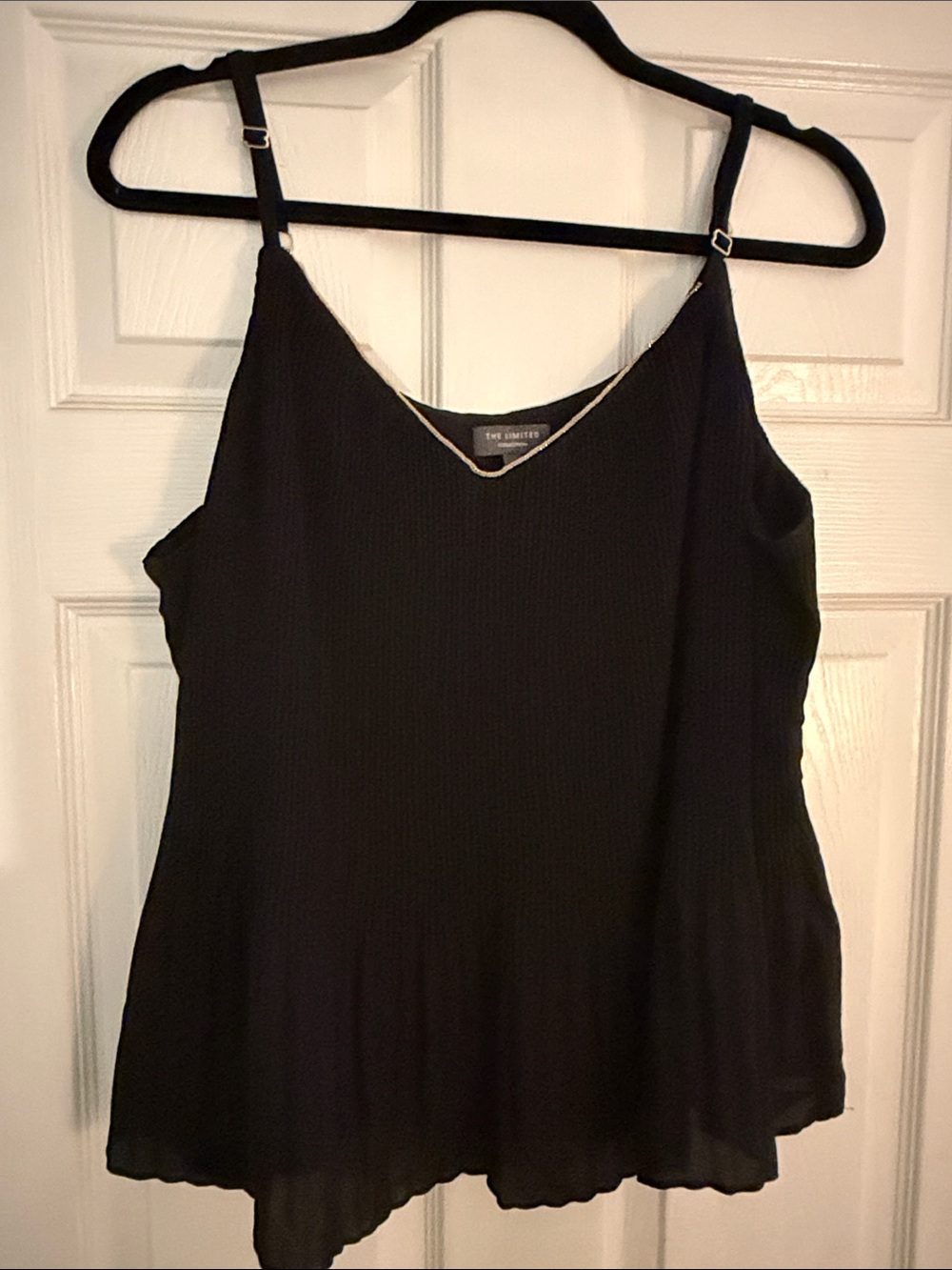The Limited Black Pleated V-Neck Adjustable Strap Camisole
